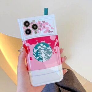 Cute Pink Starbucks Cup 3D Cartoon Kawaii Phone Case for Women & Girls